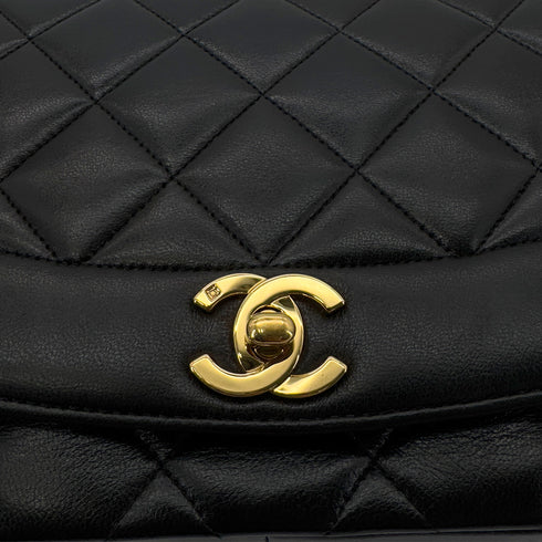 CHANEL VINTAGE DIANA MEDIUM CHAIN SHOULDER BAG BLACK LAMB SKIN 90287474 - PURPOSE