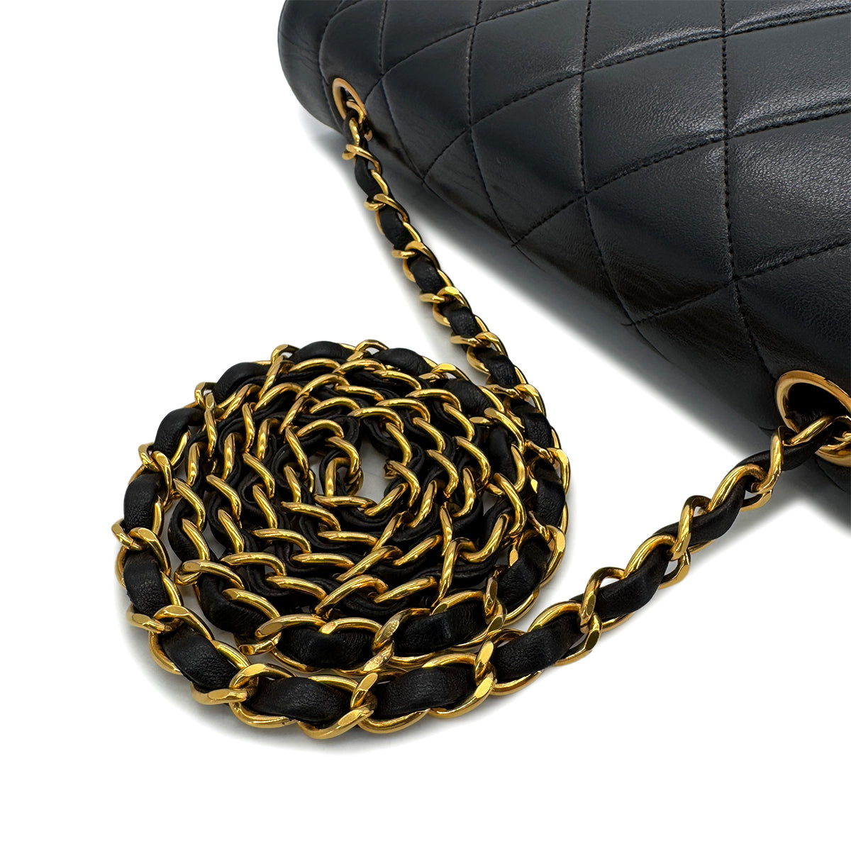 VINTAGE DIANA MEDIUM CHAIN SHOULDER BAG BLACK LAMB SKIN 90287474