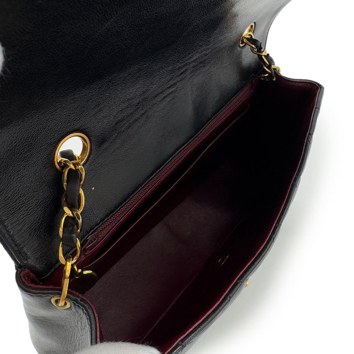 VINTAGE DIANA MEDIUM CHAIN SHOULDER BAG BLACK LAMB SKIN 90287474
