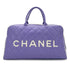 CHANEL VINTAGE MATELASSE LOGO BOSTON HAND BAG PURPLE WHITE LEATHER 90287478 - PURPOSE