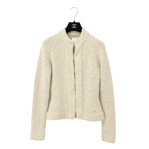 CHANEL TWEED KNIT CARDIGAN ECRU ALPACA 36 03A RTW 90287480