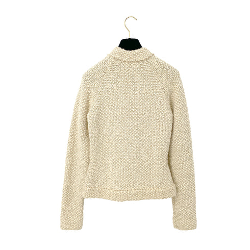 CHANEL TWEED KNIT CARDIGAN ECRU ALPACA 36 03A RTW 90287480
