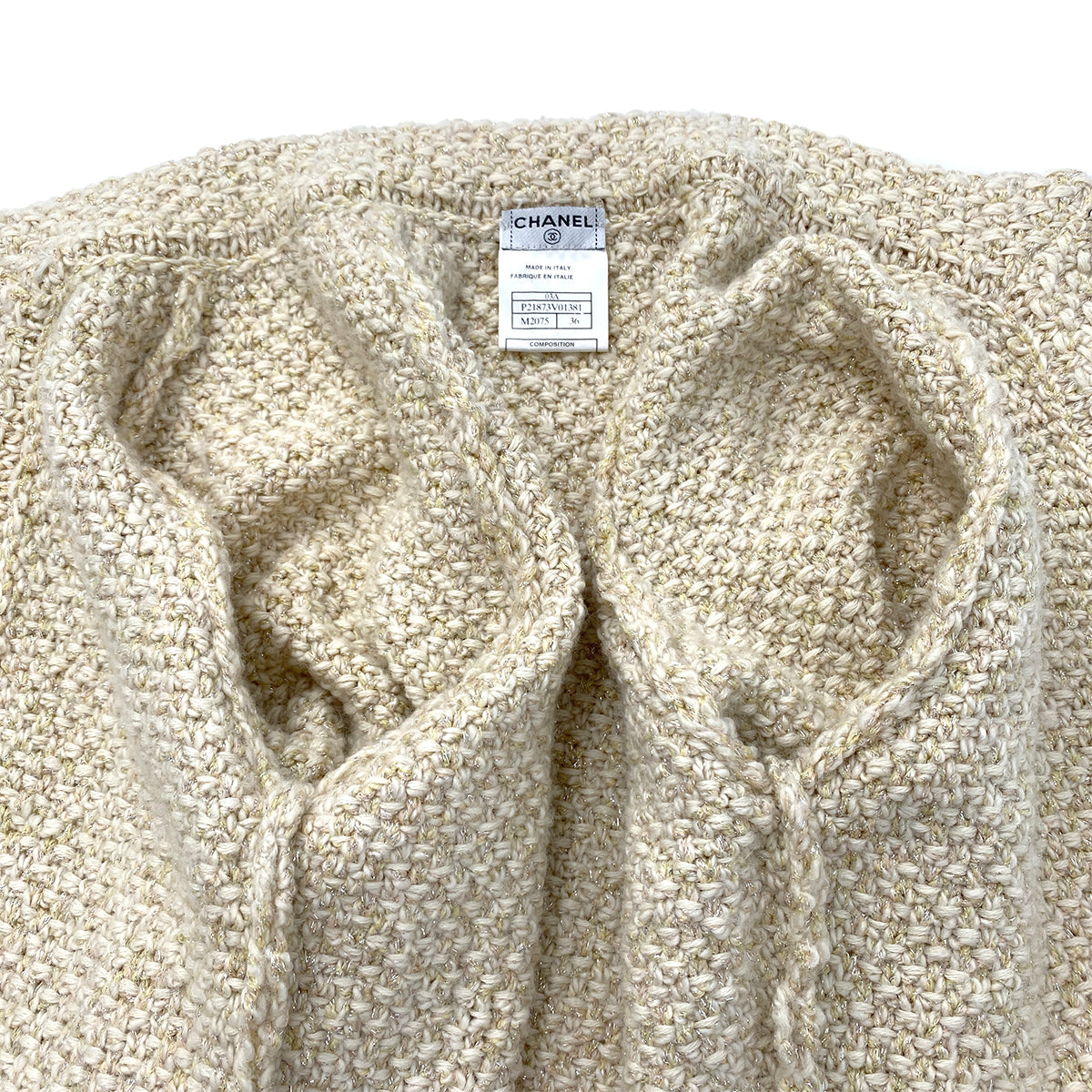 CHANEL TWEED KNIT CARDIGAN ECRU ALPACA 36 03A RTW 90287480