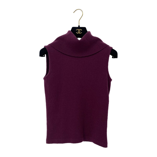 CHANEL SLEEVELESS KNIT TOPS PURPLE SILVER CASHMERE 36 02A RTW 90287482
