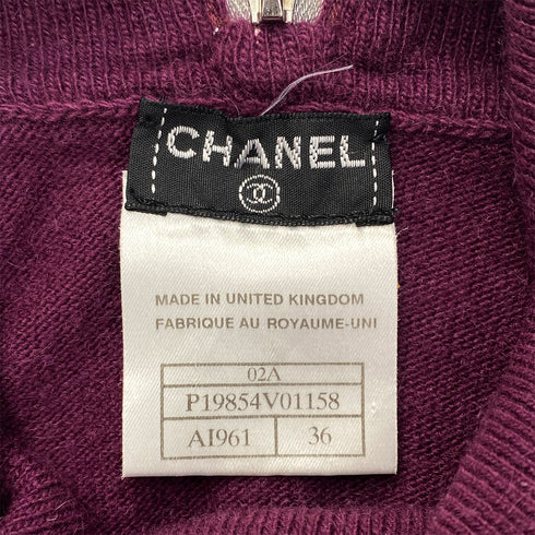 CHANEL SLEEVELESS KNIT TOPS PURPLE SILVER CASHMERE 36 02A RTW 90287482