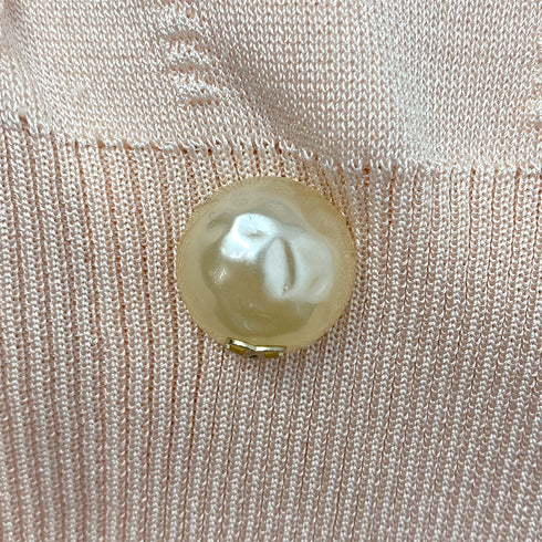 CHANEL COCO FAUX PEARL BUTTON CARDIGAN PINK RAYON 40 P43 RTW 90287724