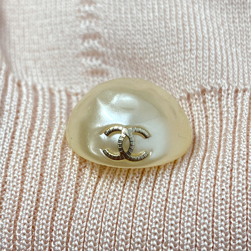 CHANEL COCO FAUX PEARL BUTTON CARDIGAN PINK RAYON 40 P43 RTW 90287724