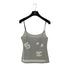 CHANEL SLEEVELESS MESH TOPS COCOMARK NO5 LACE ECRU BLACK COTTON 38 04P RTW 90287810