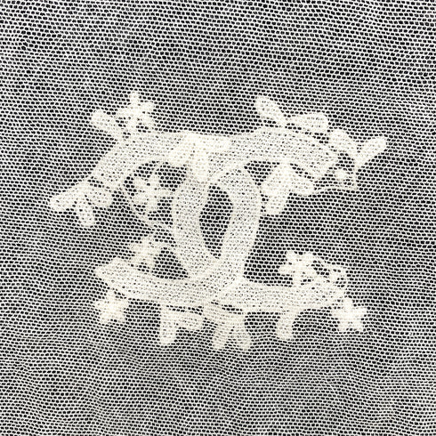 CHANEL SLEEVELESS MESH TOPS COCOMARK NO5 LACE ECRU BLACK COTTON 38 04P RTW 90287810