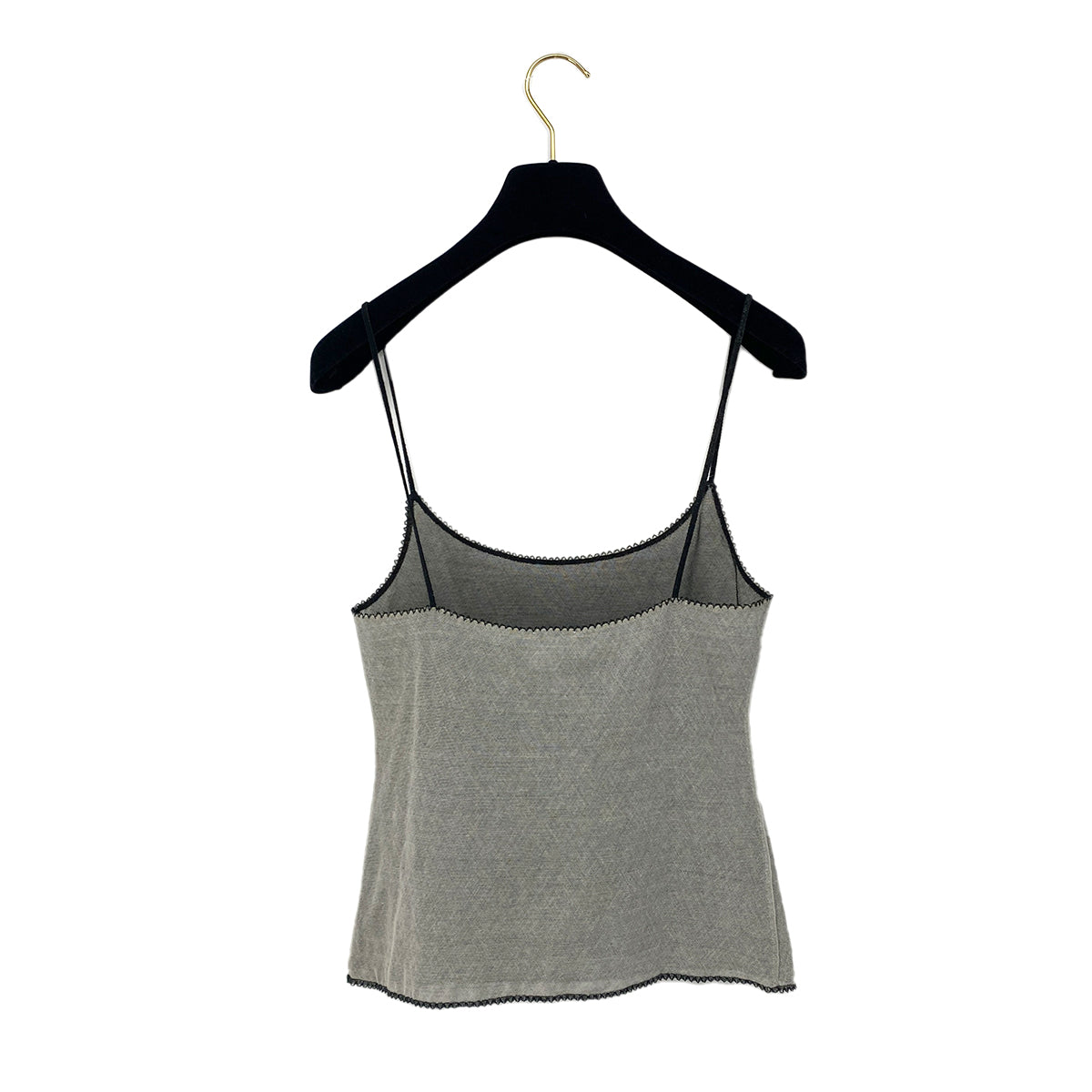 CHANEL SLEEVELESS MESH TOPS COCOMARK NO5 LACE ECRU BLACK COTTON 38 04P RTW 90287810