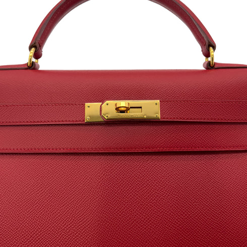 HERMES KELLY 32 SELLIER ROUGE VIF COUCHVEL HAND SHOULDER BAG □B GHW 90287877 - PURPOSE