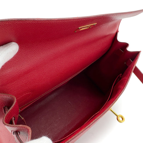 HERMES KELLY 32 SELLIER ROUGE VIF COUCHVEL HAND SHOULDER BAG □B GHW 90287877 - PURPOSE