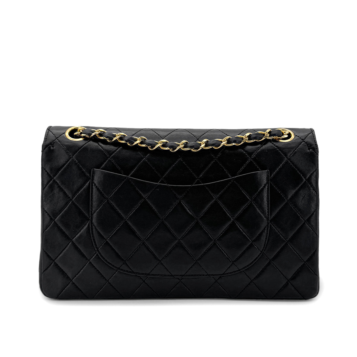 CHANEL VINTAGE CLASSIC FLAP MEDIUM CHAIN SHOULDER BAG BLACK LAMB SKIN 90287882