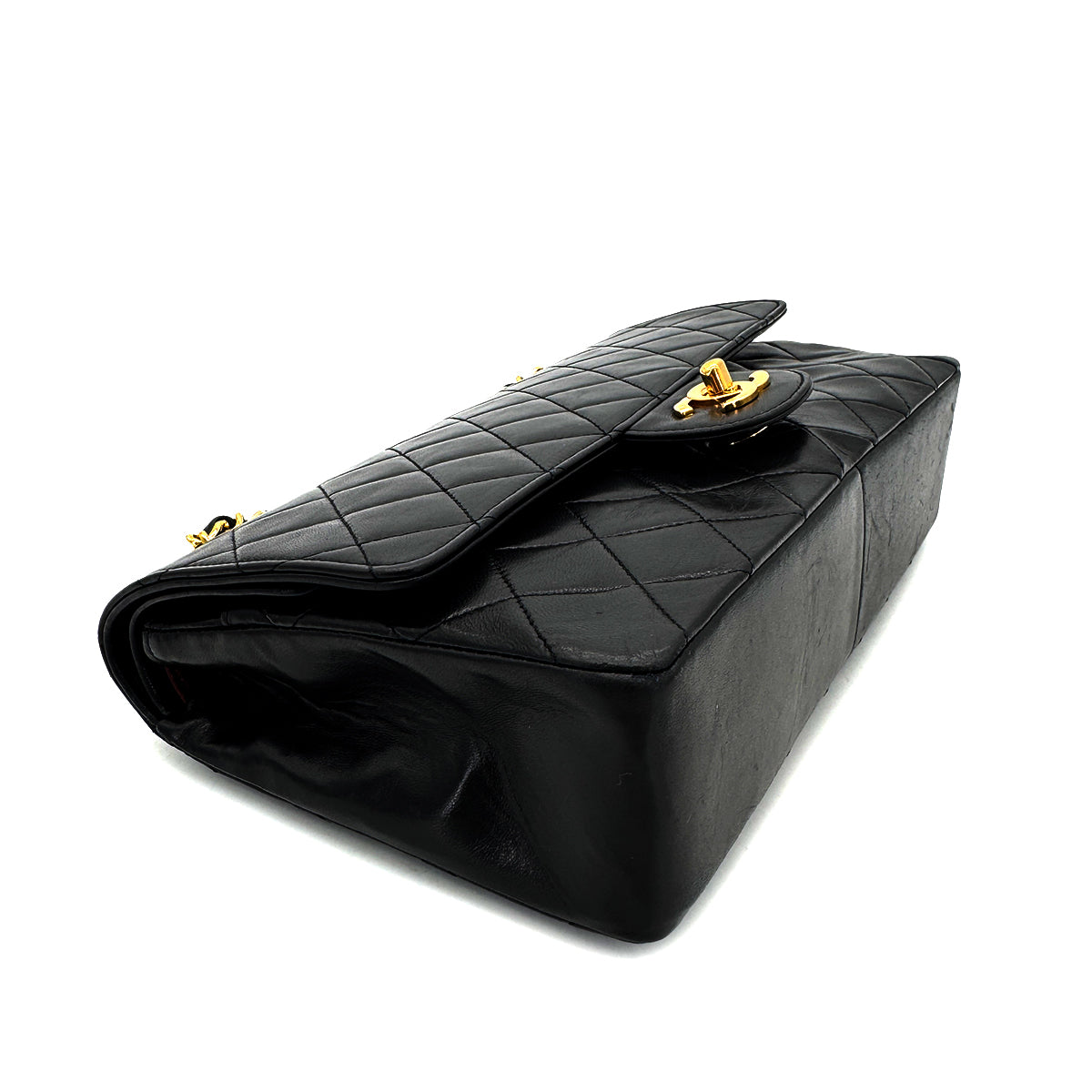 CHANEL VINTAGE CLASSIC FLAP MEDIUM CHAIN SHOULDER BAG BLACK LAMB SKIN 90287882