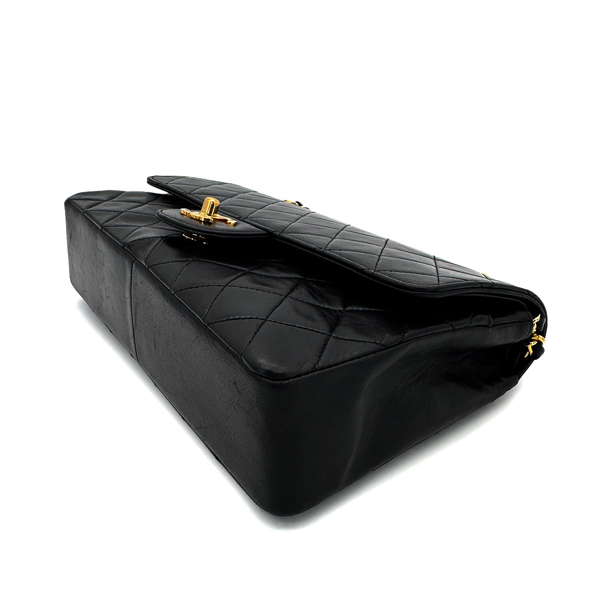 CHANEL VINTAGE CLASSIC FLAP MEDIUM CHAIN SHOULDER BAG BLACK LAMB SKIN 90287882