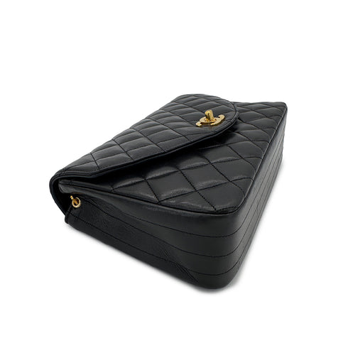CHANEL VINTAGE MATELASSE HALF MOON CHAIN SHOULDER BAG BLACK LAMB SKIN 90287883 - PURPOSE
