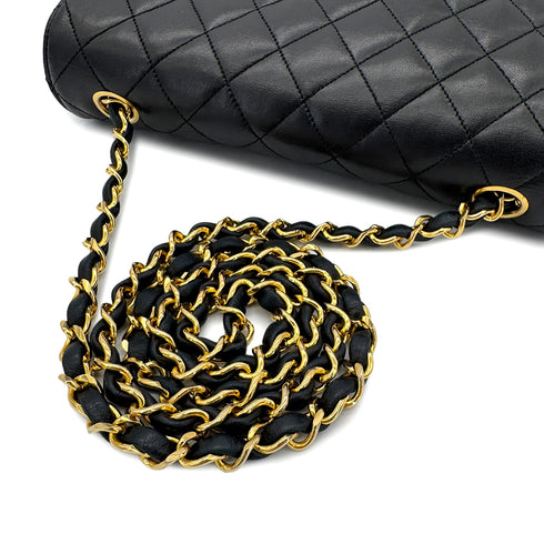 CHANEL VINTAGE MATELASSE HALF MOON CHAIN SHOULDER BAG BLACK LAMB SKIN 90287883 - PURPOSE