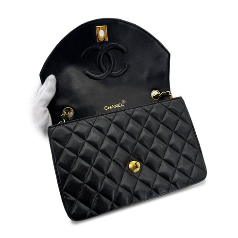 CHANEL VINTAGE MATELASSE HALF MOON CHAIN SHOULDER BAG BLACK LAMB SKIN 90287883 - PURPOSE