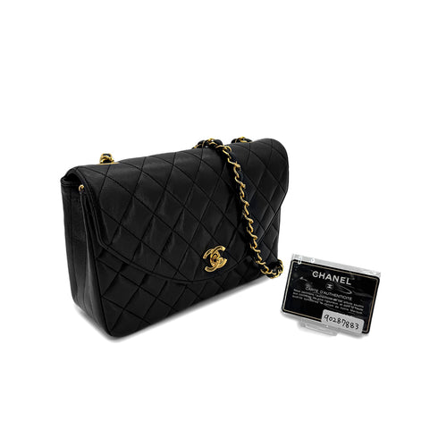 CHANEL VINTAGE MATELASSE HALF MOON CHAIN SHOULDER BAG BLACK LAMB SKIN 90287883 - PURPOSE