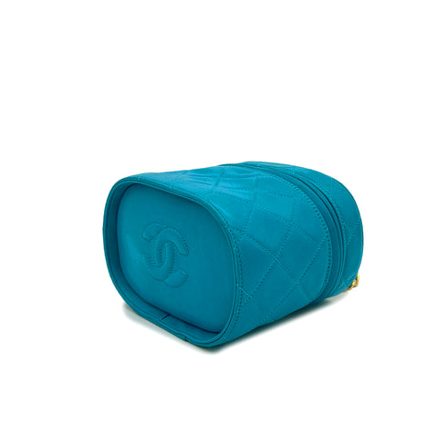 CHANEL VINTAGE VANITY CHAIN SHOULDER BAG FRINGE BLUE LAMB SKIN 90287884