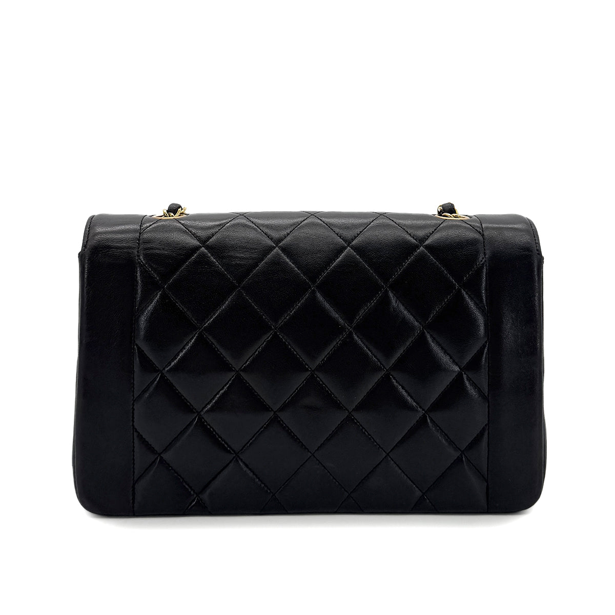 CHANEL VINTAGE DIANA MEDIUM CHAIN SHOULDER BAG BLACK LAMB SKIN 90287885