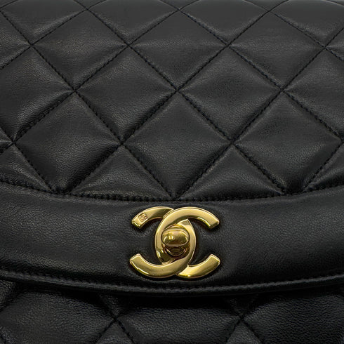 CHANEL VINTAGE DIANA MEDIUM CHAIN SHOULDER BAG BLACK LAMB SKIN 90287885 - PURPOSE