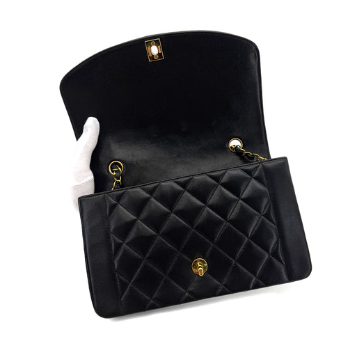 CHANEL VINTAGE DIANA MEDIUM CHAIN SHOULDER BAG BLACK LAMB SKIN 90287885 - PURPOSE