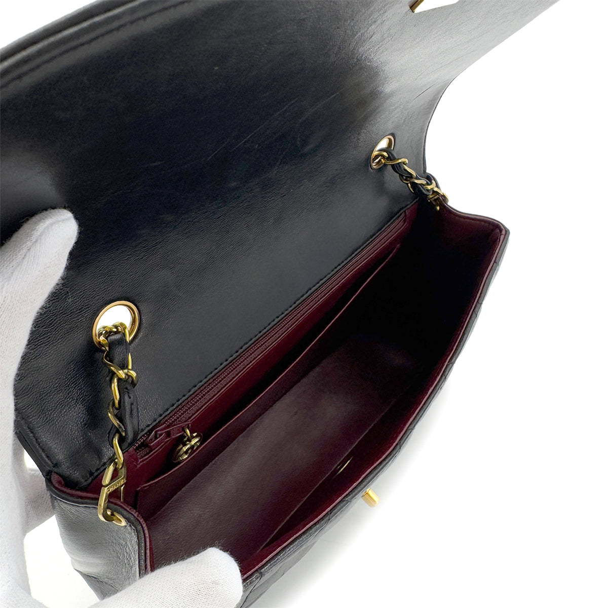 CHANEL VINTAGE DIANA MEDIUM CHAIN SHOULDER BAG BLACK LAMB SKIN 90287885
