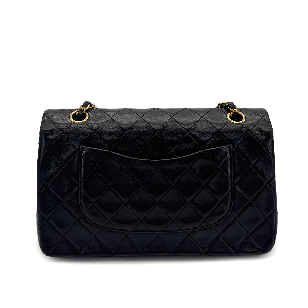CHANEL VINTAGE CLASSIC FLAP MEDIUM CHAIN SHOULDER BAG BLACK LAMB SKIN 90287886