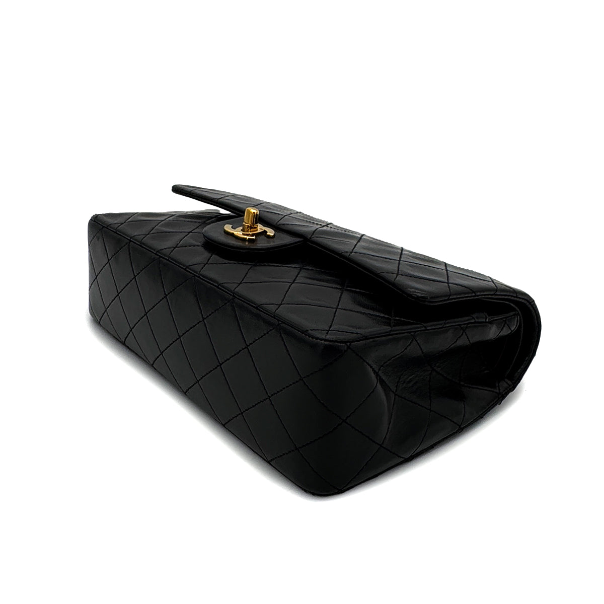 CHANEL VINTAGE CLASSIC FLAP MEDIUM CHAIN SHOULDER BAG BLACK LAMB SKIN 90287886