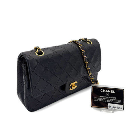 CHANEL VINTAGE CLASSIC FLAP MEDIUM CHAIN SHOULDER BAG BLACK LAMB SKIN 90287886 - PURPOSE