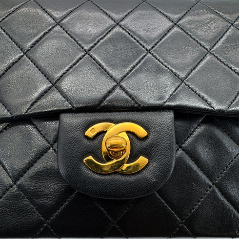 CHANEL VINTAGE CLASSIC FLAP SMALL CHAIN SHOULDER BAG BLACK LAMB SKIN 90287887 - PURPOSE