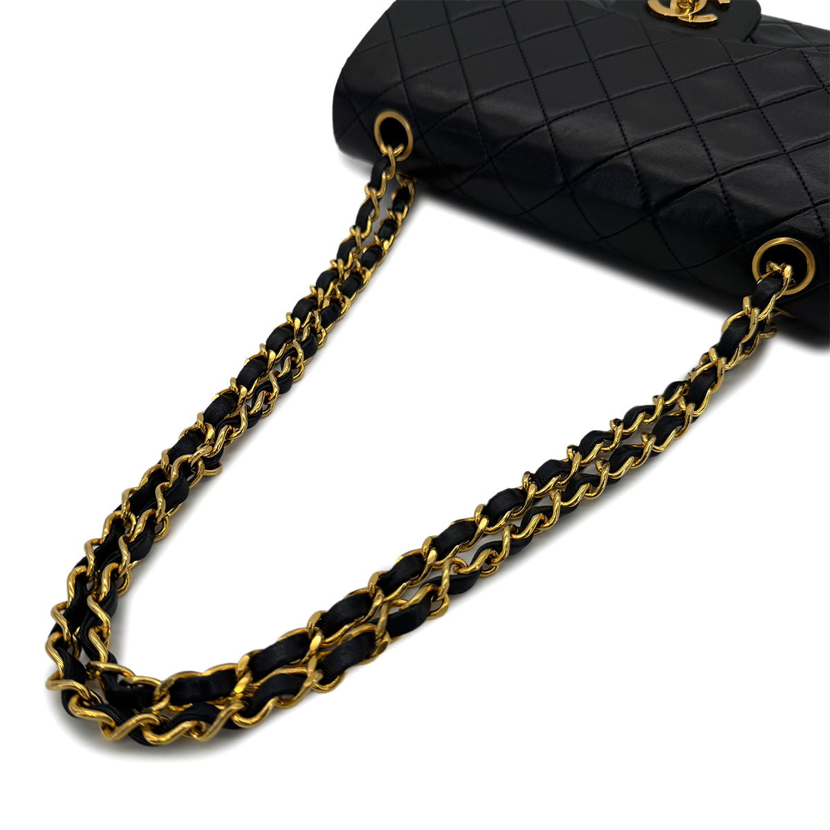 CHANEL VINTAGE CLASSIC FLAP SMALL CHAIN SHOULDER BAG BLACK LAMB SKIN 90287887