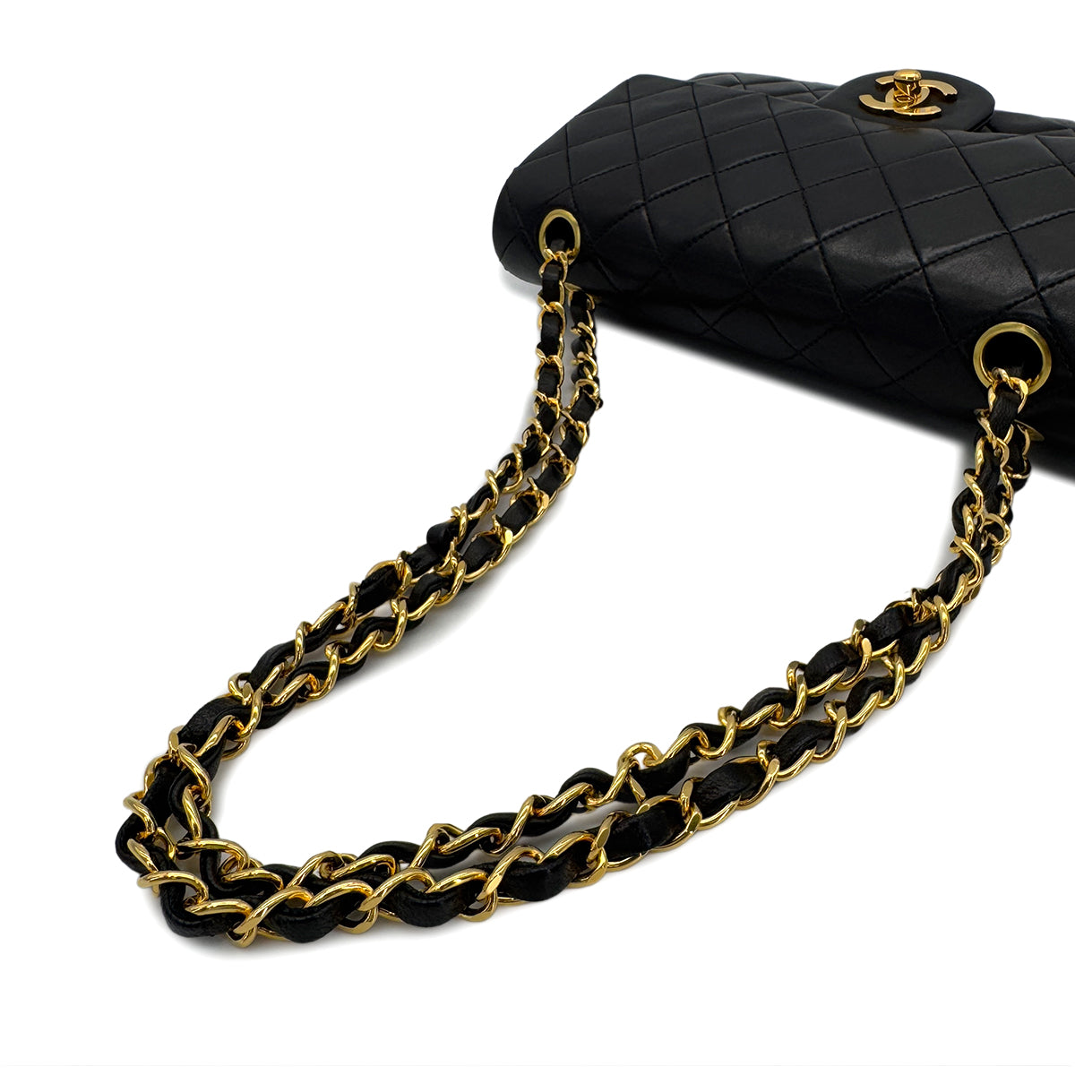 CHANEL VINTAGE CLASSIC FLAP SMALL CHAIN SHOULDER BAG BLACK LAMB SKIN 90287888