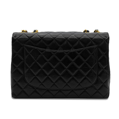 CHANEL VINTAGE JUMBO MATELASSE 30 CHAIN SHOULDER BAG BLACK LAMB SKIN 90287890 - PURPOSE