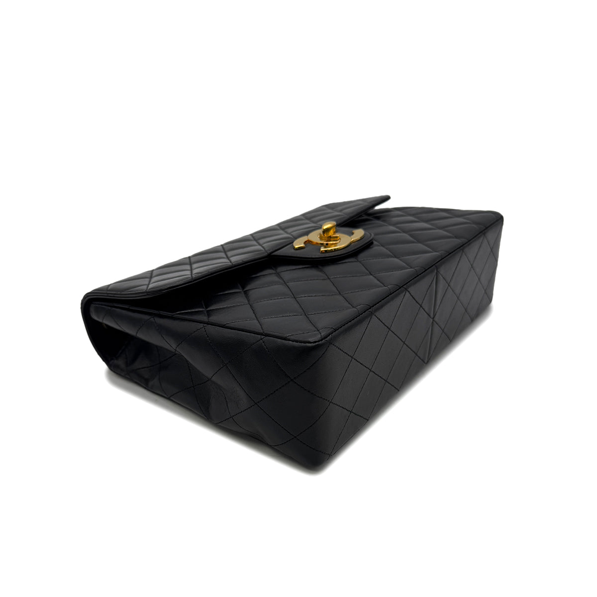 CHANEL VINTAGE JUMBO MATELASSE 30 CHAIN SHOULDER BAG BLACK LAMB SKIN 90287890