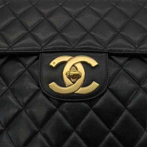 CHANEL VINTAGE JUMBO MATELASSE 30 CHAIN SHOULDER BAG BLACK LAMB SKIN 90287890 - PURPOSE