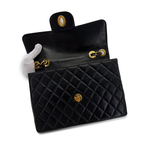 CHANEL VINTAGE JUMBO MATELASSE 30 CHAIN SHOULDER BAG BLACK LAMB SKIN 90287890 - PURPOSE