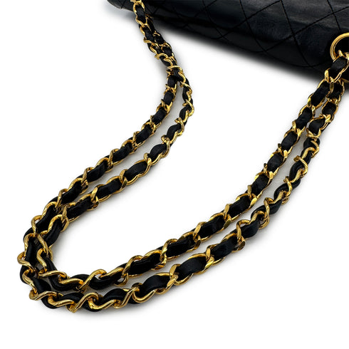 CHANEL VINTAGE CLASSIC FLAP MEDIUM CHAIN SHOULDER BAG BLACK LAMB SKIN 90287891 - PURPOSE