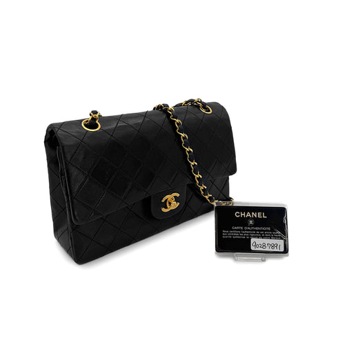 CHANEL VINTAGE CLASSIC FLAP MEDIUM CHAIN SHOULDER BAG BLACK LAMB SKIN 90287891 - PURPOSE