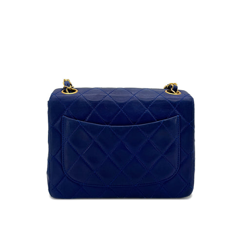 CHANEL VINTAGE MINI SQUARE 17 CHAIN SHOULDER BAG BLUE LAMB SKIN 90287892 - PURPOSE