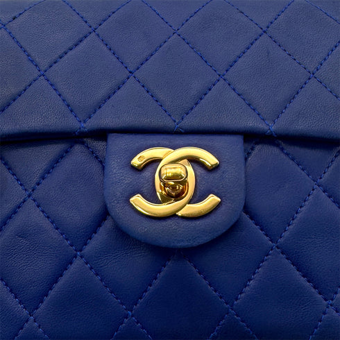 CHANEL VINTAGE MINI SQUARE 17 CHAIN SHOULDER BAG BLUE LAMB SKIN 90287892 - PURPOSE