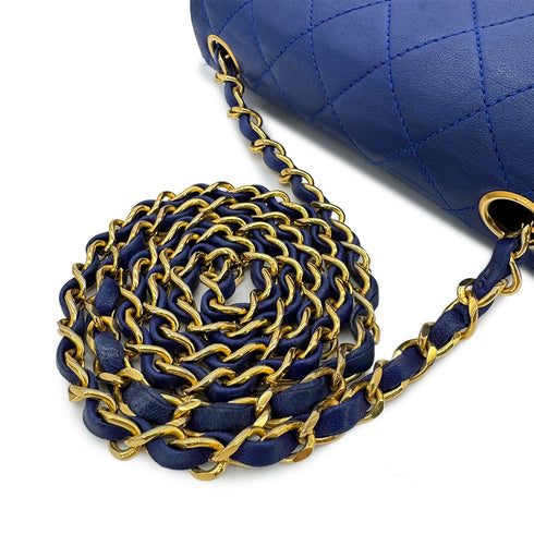 CHANEL VINTAGE MINI SQUARE 17 CHAIN SHOULDER BAG BLUE LAMB SKIN 90287892 - PURPOSE