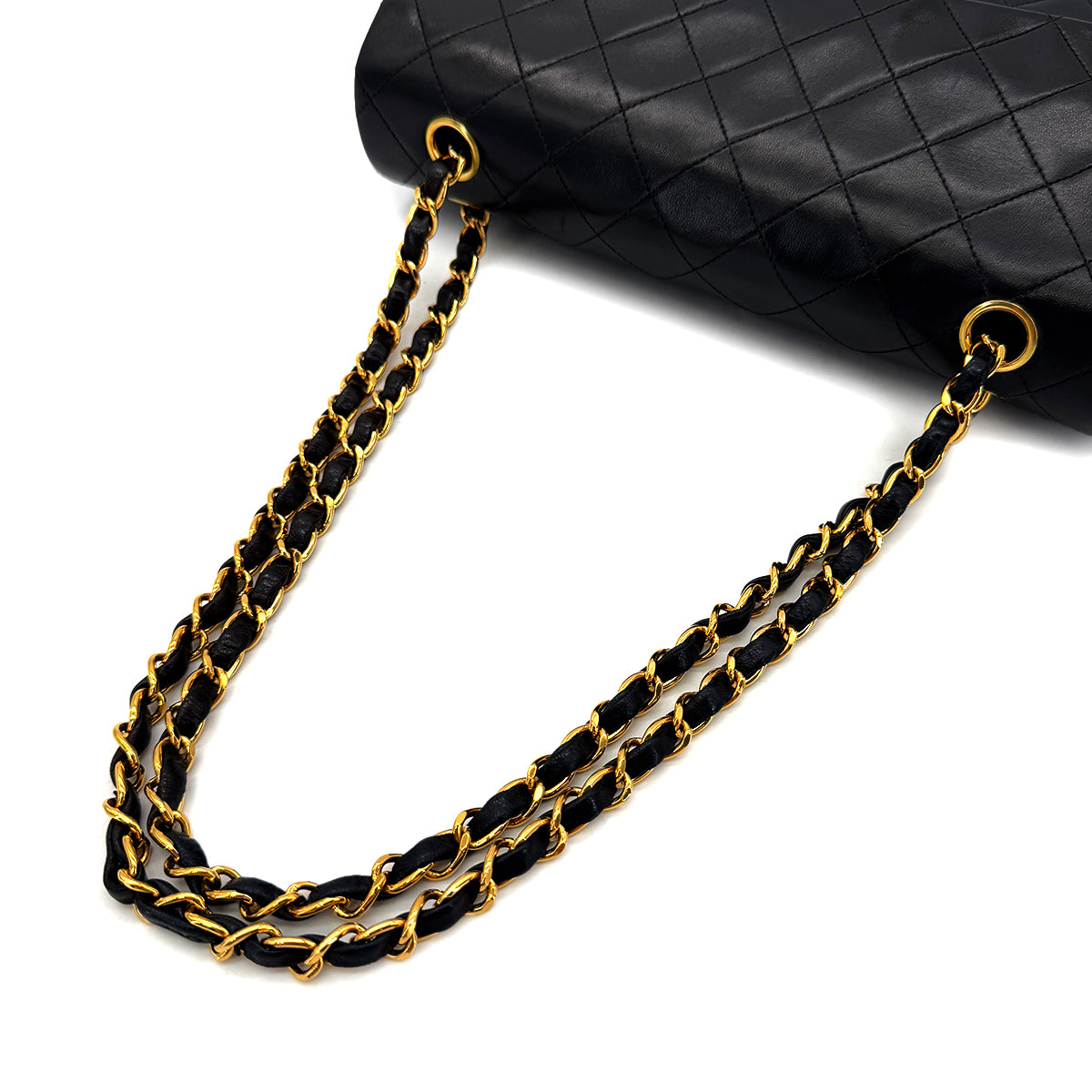 CHANEL VINTAGE CLASSIC FLAP MEDIUM CHAIN SHOULDER BAG BLACK LAMB SKIN 90287893