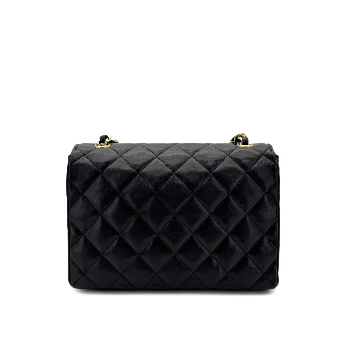 CHANEL VINTAGE MATELASSE BIG COCO CHAIN SHOULDER BAG BLACK LAMB SKIN 90287895