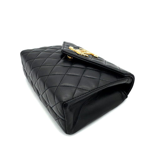CHANEL VINTAGE MATELASSE BIG COCO CHAIN SHOULDER BAG BLACK LAMB SKIN 90287895 - PURPOSE