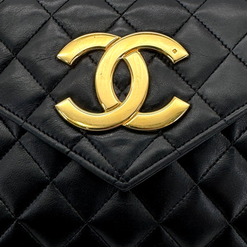 CHANEL VINTAGE MATELASSE BIG COCO CHAIN SHOULDER BAG BLACK LAMB SKIN 90287895 - PURPOSE