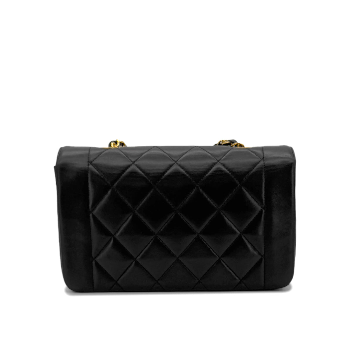 CHANEL VINTAGE DIANA SMALL CHAIN SHOULDER BAG BLACK LAMB SKIN 90287897