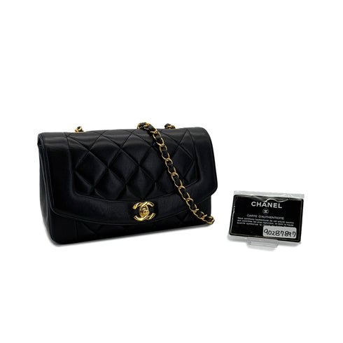 CHANEL VINTAGE DIANA SMALL CHAIN SHOULDER BAG BLACK LAMB SKIN 90287897 - PURPOSE