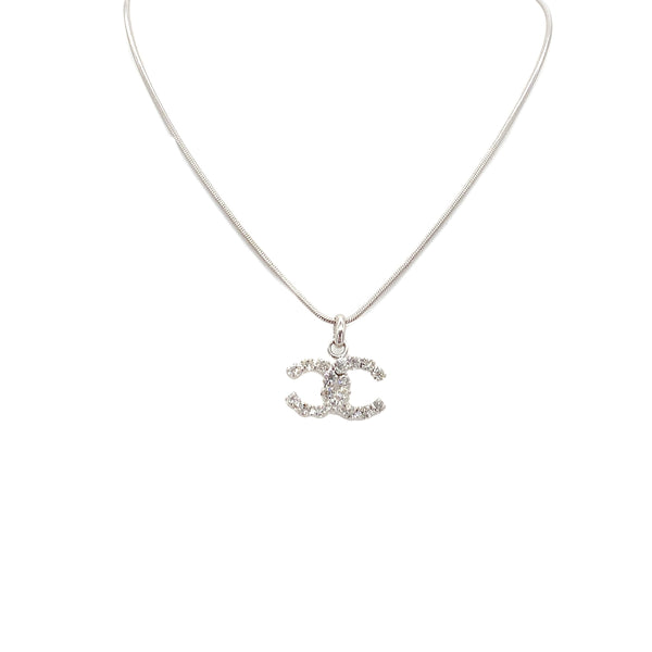 CHANEL VINTAGE NECKLACE COCOMARK RHINESTONE SILVER ACCESSORY 00A 90287901 - PURPOSE